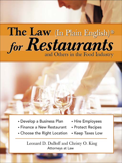 Title details for The Law (in Plain English)® for Restaurants and Others in the Food Industry by Leonard D DuBoff - Available